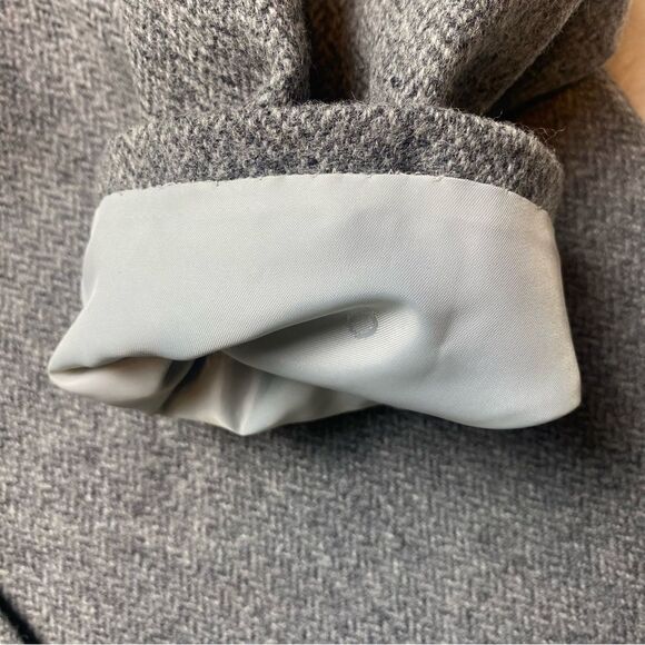 Gray Wool Herringbone Front Button Lined Jacket - Picture 7 of 12